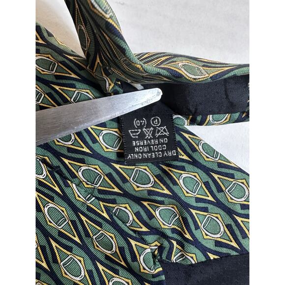 Paolo by Paolo Gucci Men's Neck Tie Green/Gold Geometric Italy 100% Silk Preppy - Picture 10 of 15